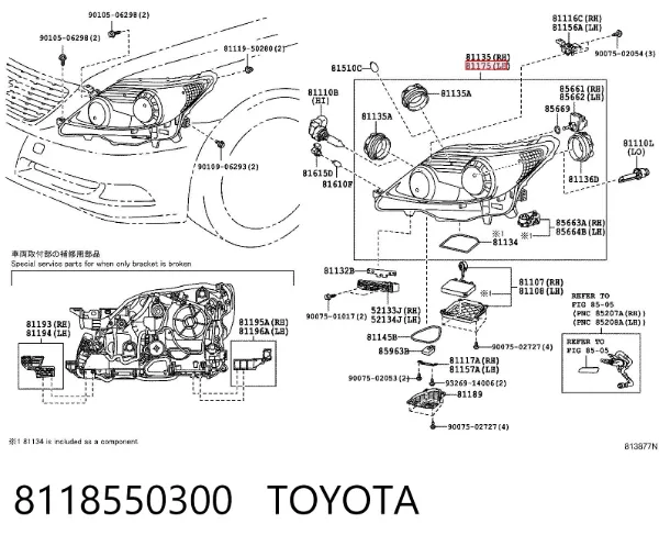 Luz esquerda Lexus LS 460/460L