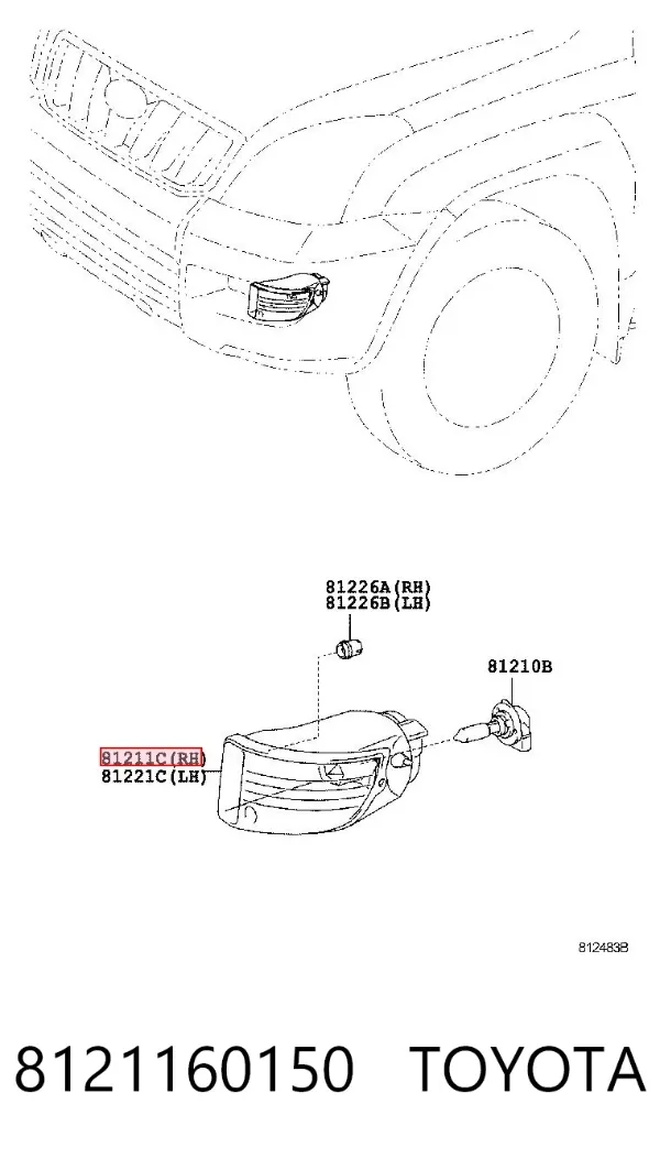 Luzes de nevoeiro direitas 8121160150 Toyota