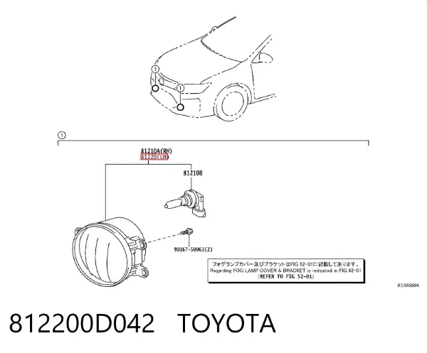 Luzes de nevoeiro esquerdas 812200D042 Toyota