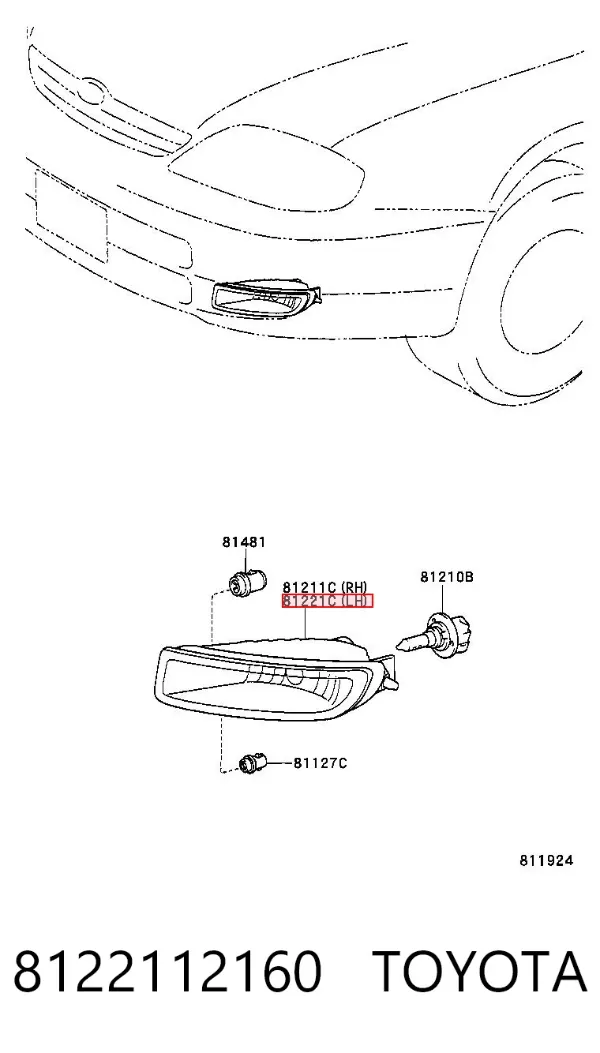 Luzes de nevoeiro esquerdas 8122112160 Toyota