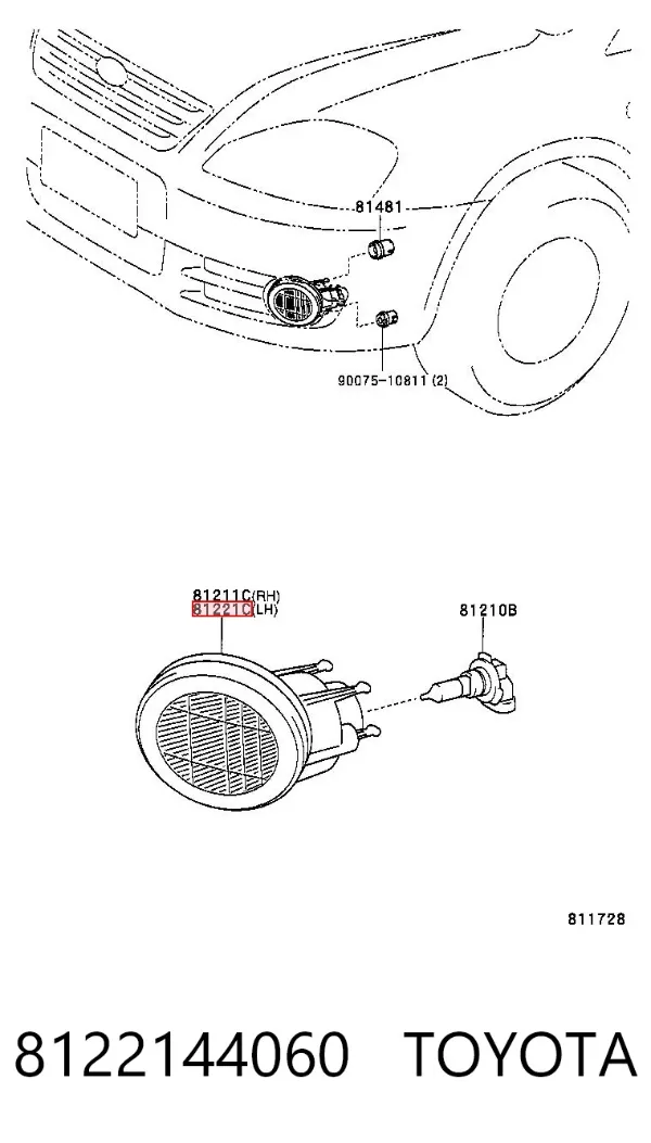Luzes de nevoeiro esquerdas 8122144060 Toyota