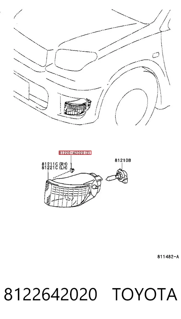 Consola (adaptador) de fixação das luzes dianteiras 8122642020 Toyota