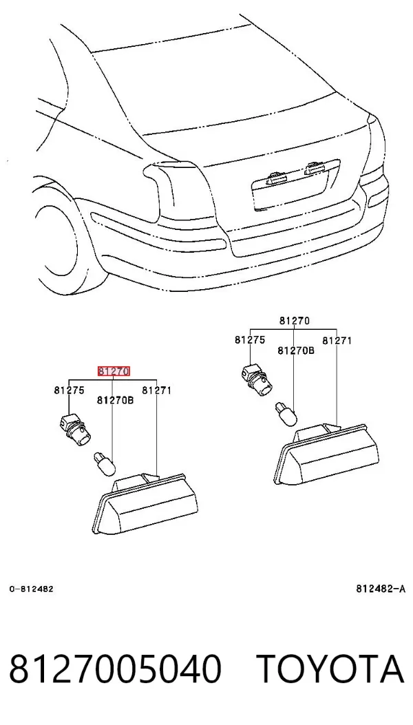 Lanterna da luz de fundo de matrícula traseira Toyota Avensis II