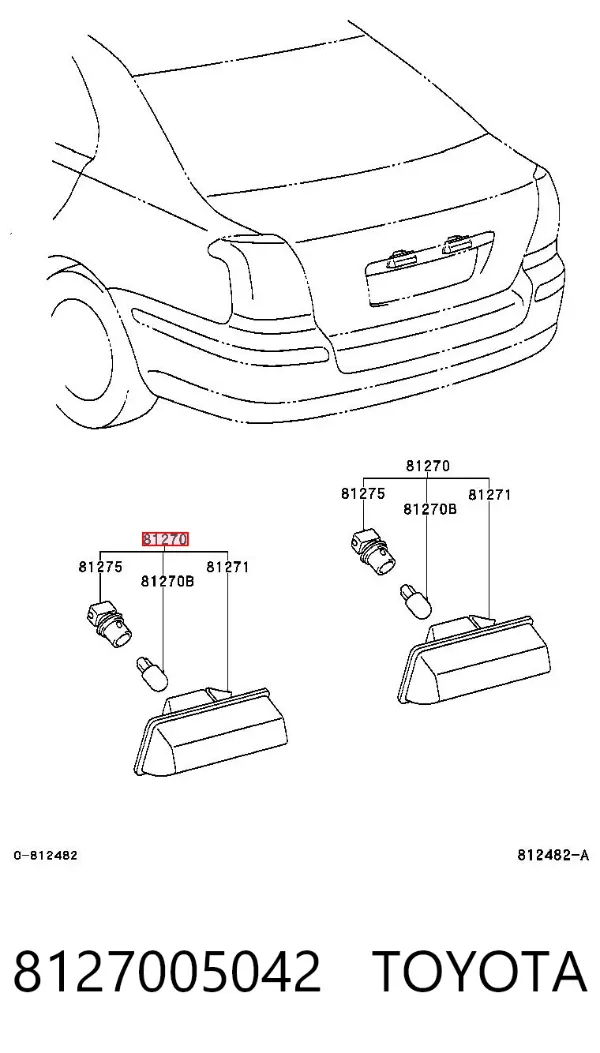 Lanterna da luz de fundo de matrícula traseira 8127005042 Toyota