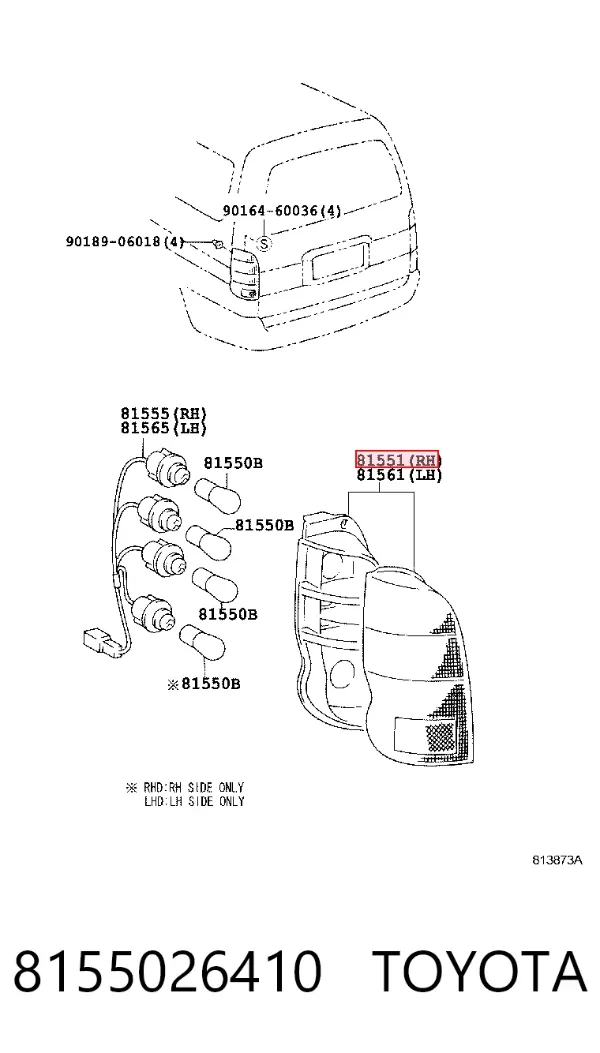 Lanterna traseira direita 8155026410 Toyota