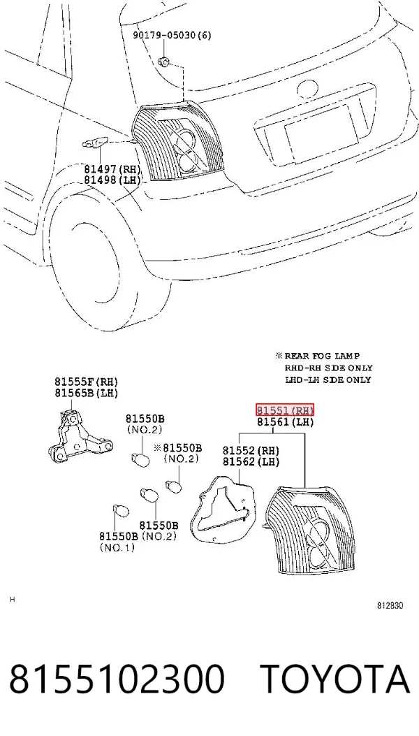 Lanterna traseira direita 8155102300 Toyota