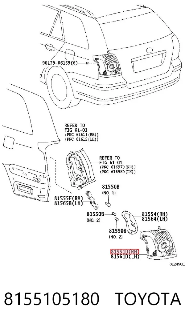 Lanterna traseira direita 8155105180 Toyota