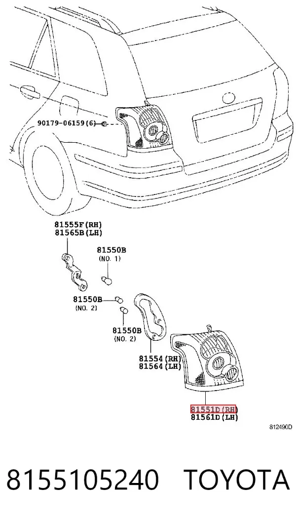 Lanterna traseira direita 8155105240 Toyota