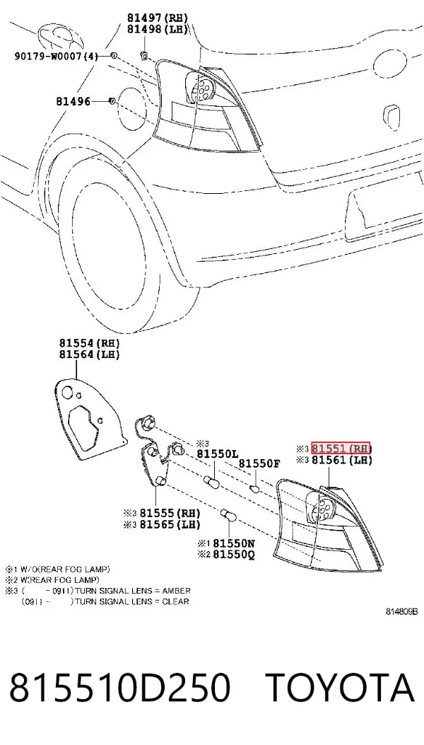 Lanterna traseira direita 815510D250 Toyota