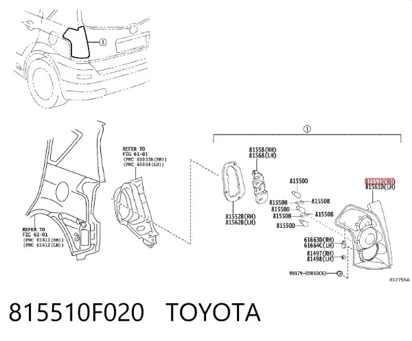 Lanterna traseira direita 815510F020 Toyota
