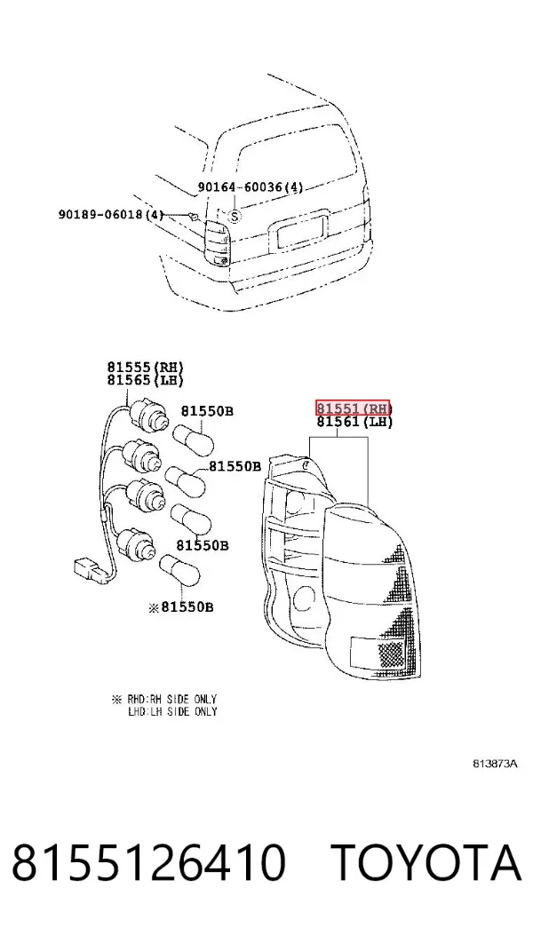 Lanterna traseira direita 8155126410 Toyota