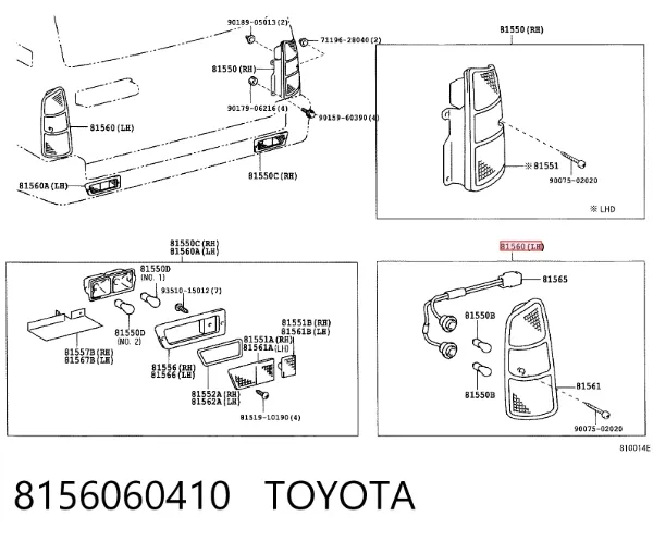 Lanterna traseira esquerda 8156060410 Toyota