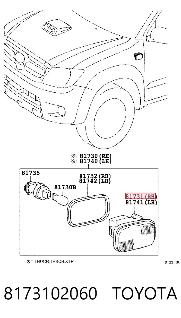 Luz intermitente no pára-lama 8173102060 Toyota