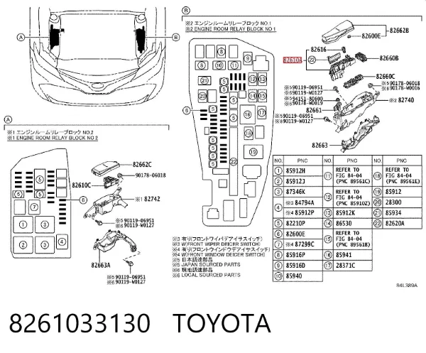 Unidade de dispositivos de segurança 8261033130 Toyota