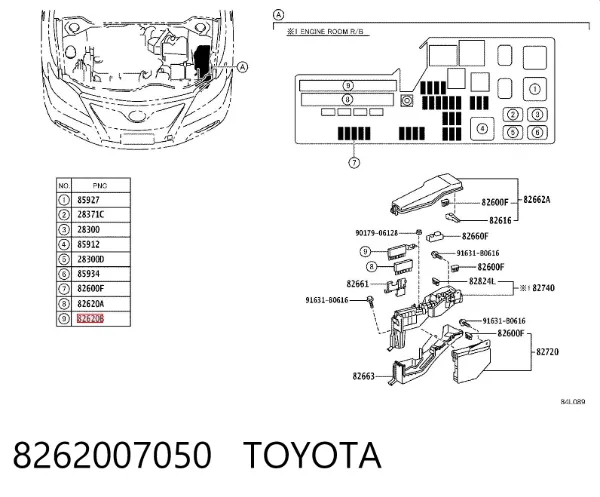 Unidade de dispositivos de segurança 8262007050 Toyota
