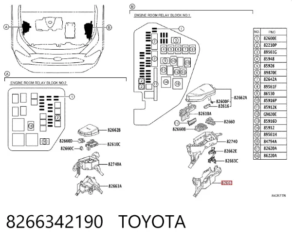Caixa de unidade de dispositivos de segurança 8266342190 Toyota