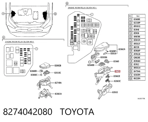 Unidade de dispositivos de segurança 8274042080 Toyota