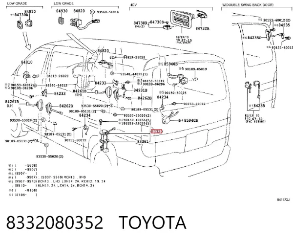 Sensor do nível de combustível no tanque 8332080352 Toyota