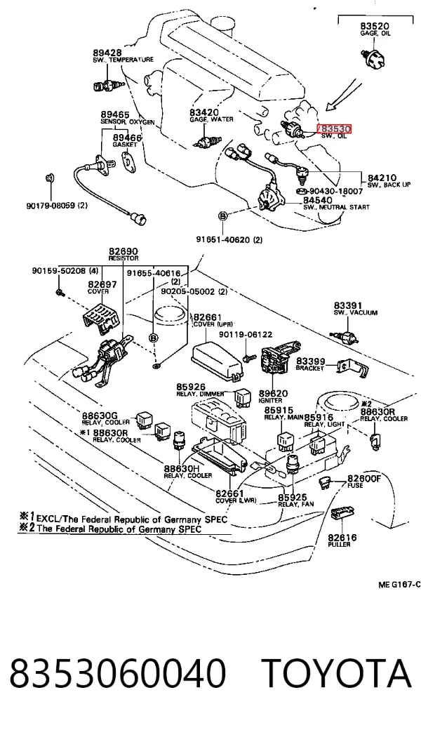 Sensor de pressão de óleo 8353060040 Toyota