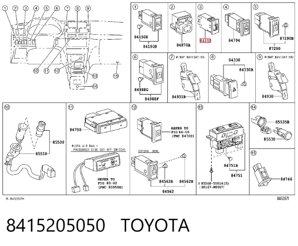 Botão (regulador) de corretor das luzes 8415205050 Toyota