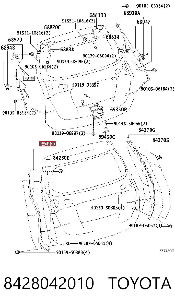 Sensor de abertura de tampa de porta-malas/da porta traseira (de tampa de alcapão) 8428042010 Toyota