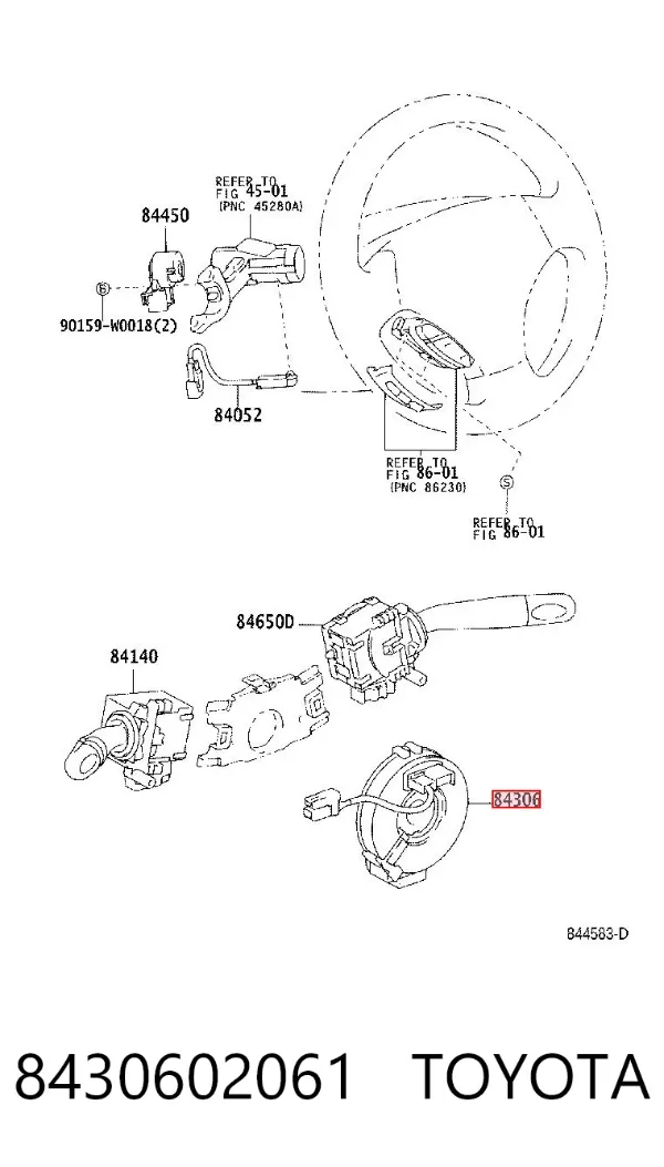Anel AIRBAG de contato, cabo plano do volante 8430602061 Toyota