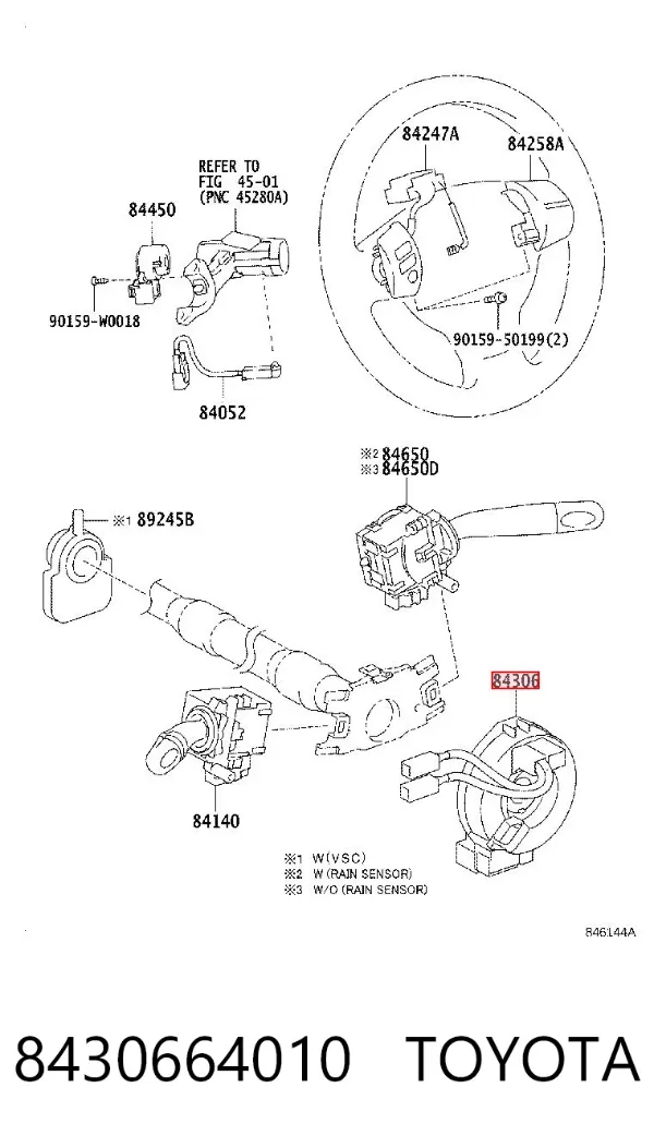 Anel AIRBAG de contato, cabo plano do volante 8430664010 Toyota