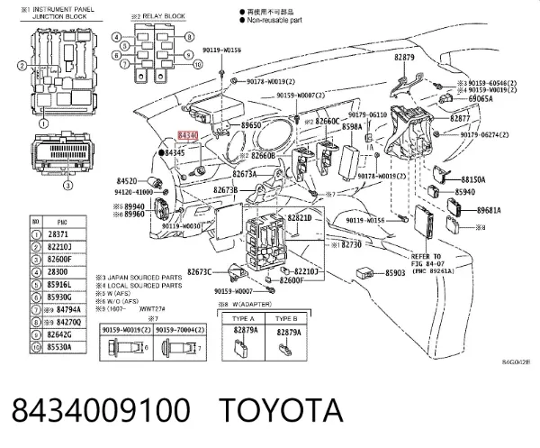 Sensor de ativação do sinal de parada 8434009100 Toyota