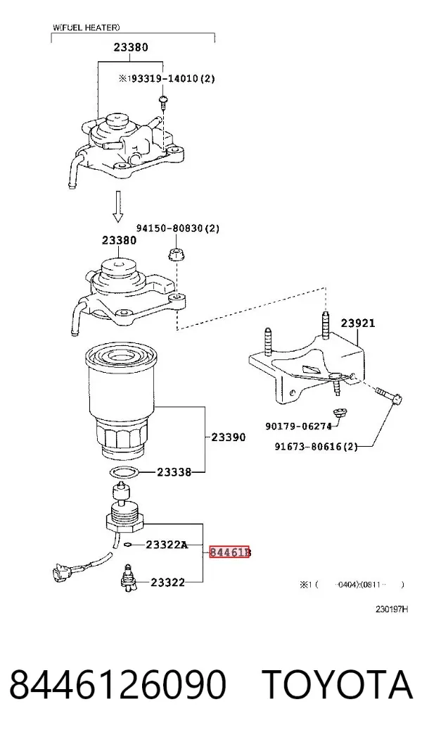 Sensor do nível da água de filtro de combustível 8446126090 Toyota