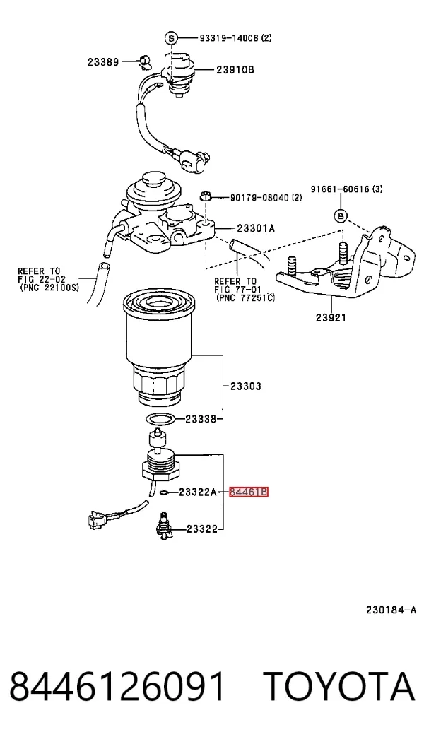Sensor do nível da água de filtro de combustível 8446126091 Toyota