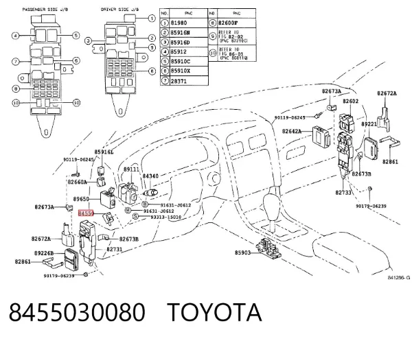 Interruptor de controlo da posição do freio de estacionamento 8455030080 Toyota
