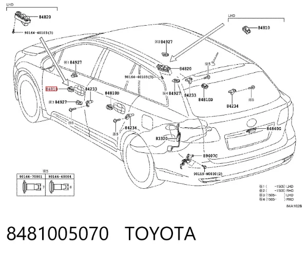 Botão dianteiro direito de ativação de motor de acionamento de vidro 8481005070 Toyota