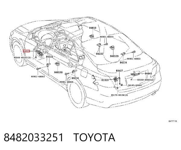 Unidade de botões dianteira esquerda de controlo de elevador de vidro 8482033251 Toyota