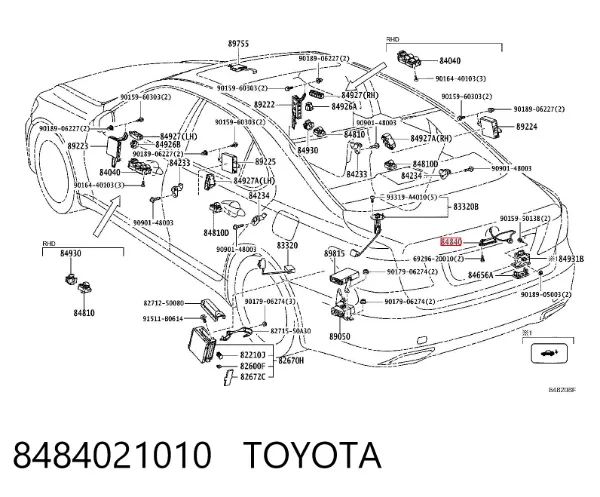 Sensor de abertura de tampa de porta-malas/da porta traseira (de tampa de alcapão) 8484021010 Toyota