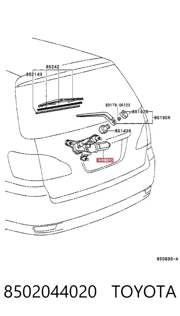 Motor de limpador pára-brisas de vidro traseiro 8502044020 Toyota