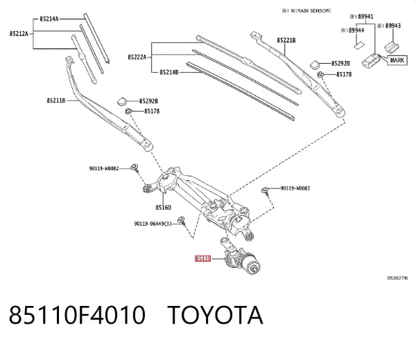 Motor de limpador pára-brisas do pára-brisas Toyota C-HR X10