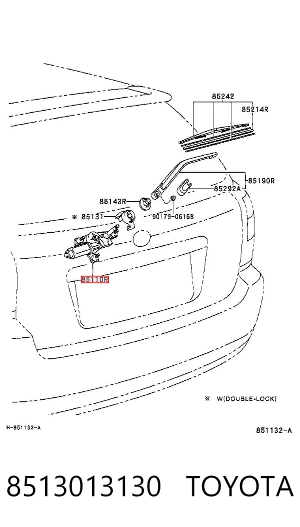 Motor de limpador pára-brisas de vidro traseiro 8513013130 Toyota