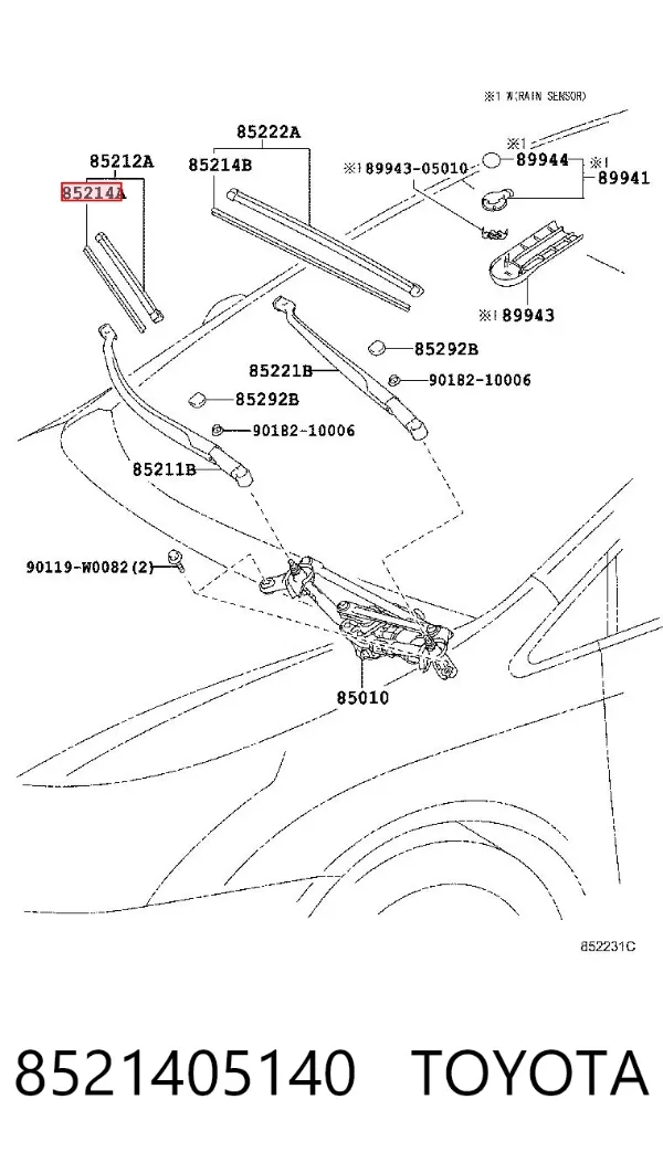 Elástico da escova de limpador pára-brisas de passageiro 8521405140 Toyota
