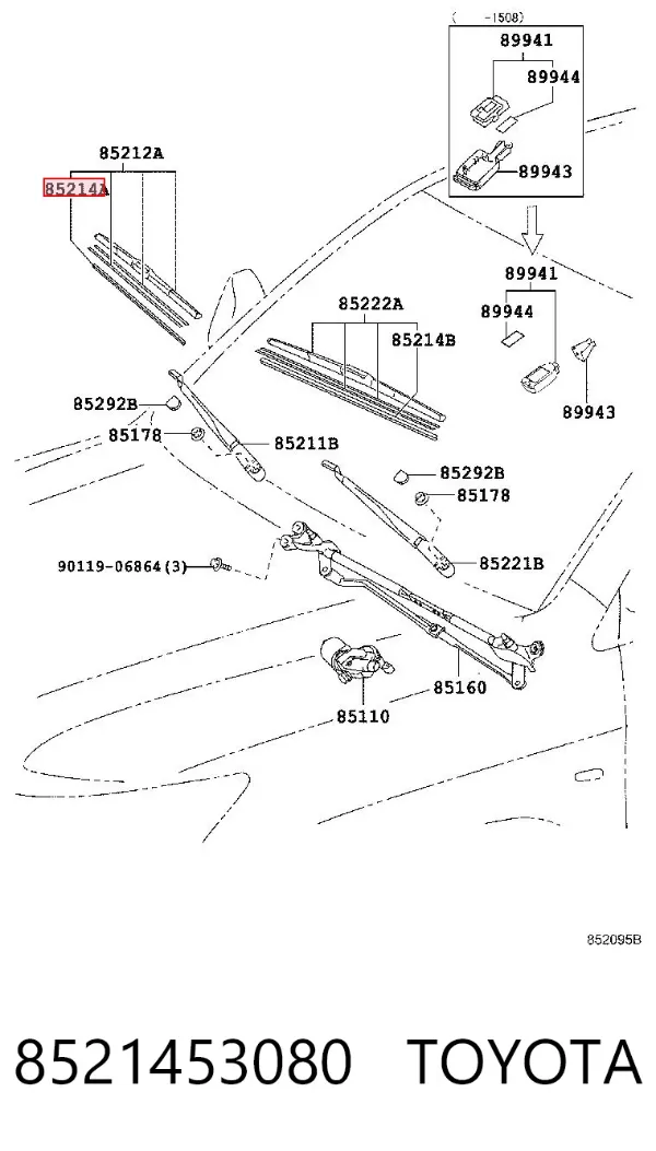 Elástico da escova de limpador pára-brisas de condutor 8521453080 Toyota