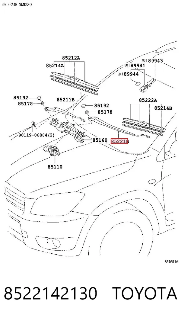 Braço de limpa-pára-brisas do pára-brisas 8522142130 Toyota