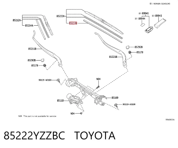 Limpa-pára-brisas do pára-brisas de condutor 85222YZZBC Toyota