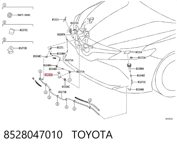 Bomba do motor de fluido para lavador das luzes 8528047010 Toyota