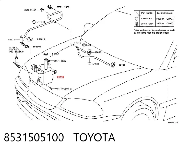 Tanque de fluido para lavador de vidro Toyota Avensis I