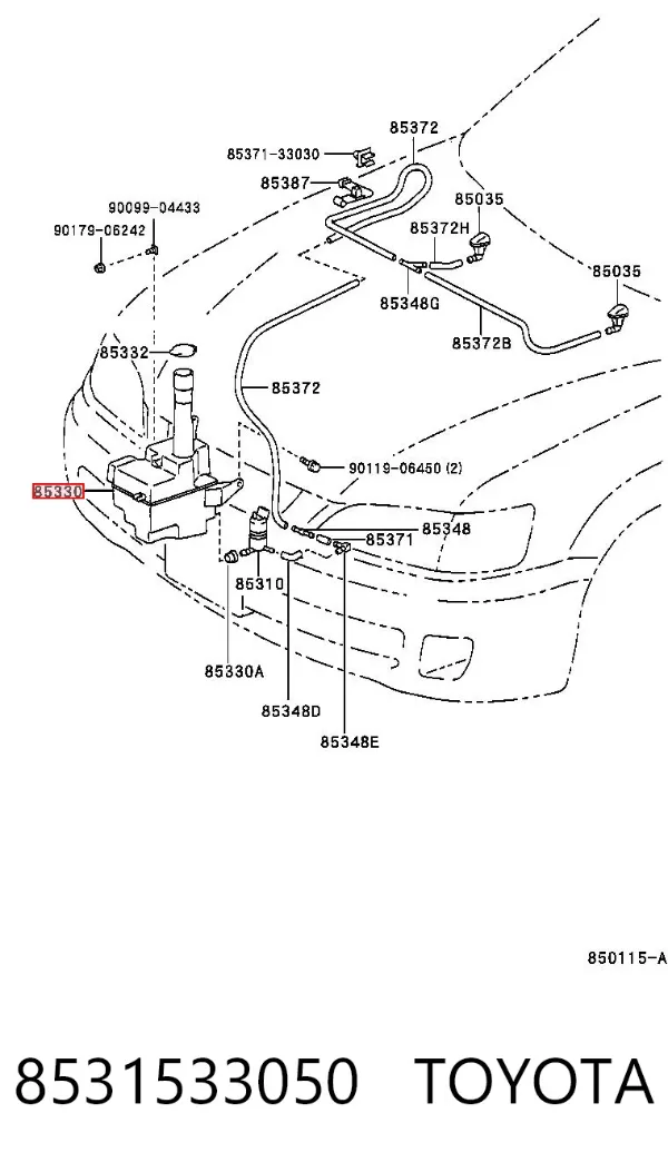 Tanque de fluido para lavador de vidro Toyota Camry IV