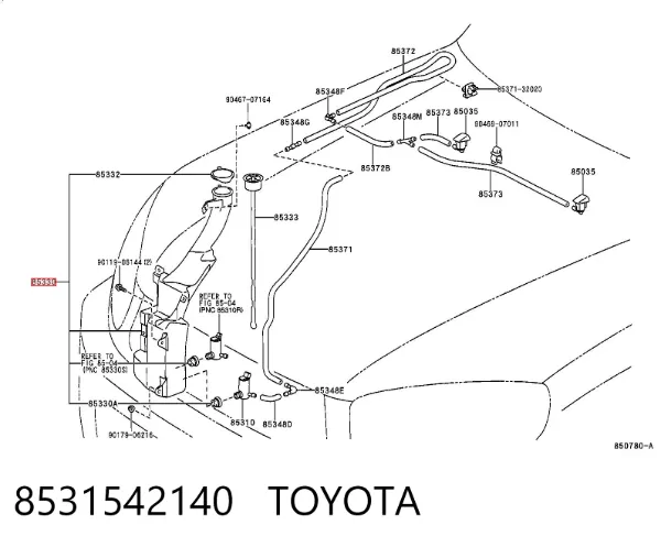 Tanque de fluido para lavador de vidro Toyota RAV4 II
