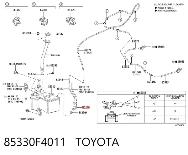 Bomba de motor de fluido para lavador de vidro dianteiro 85330F4011 Toyota