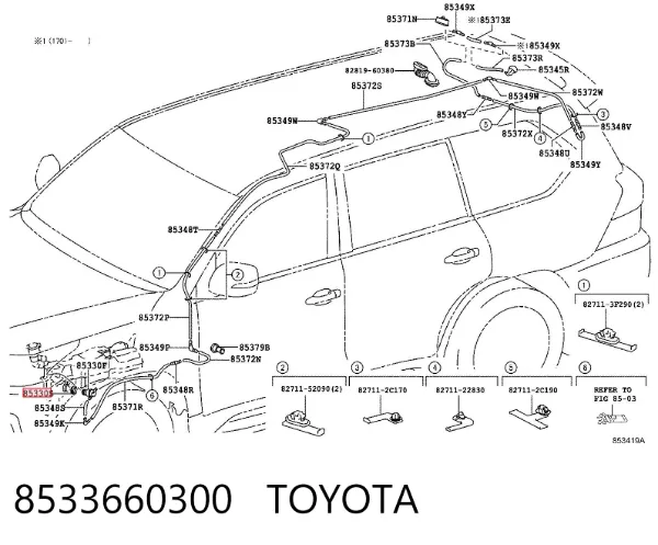 Vedante anular de bomba de fluido para lavador 8533660300 Toyota