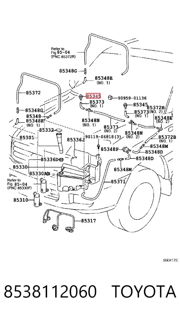 Injetor de fluido para lavador de pára-brisas 8538112060 Toyota