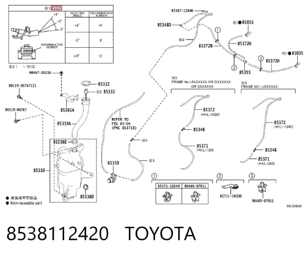 Injetor de fluido para lavador de pára-brisas 8538112420 Toyota