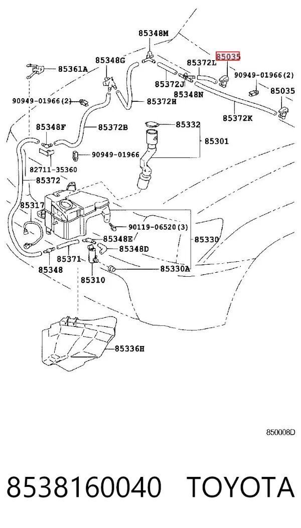 Injetor de fluido para lavador de pára-brisas 8538160040 Toyota
